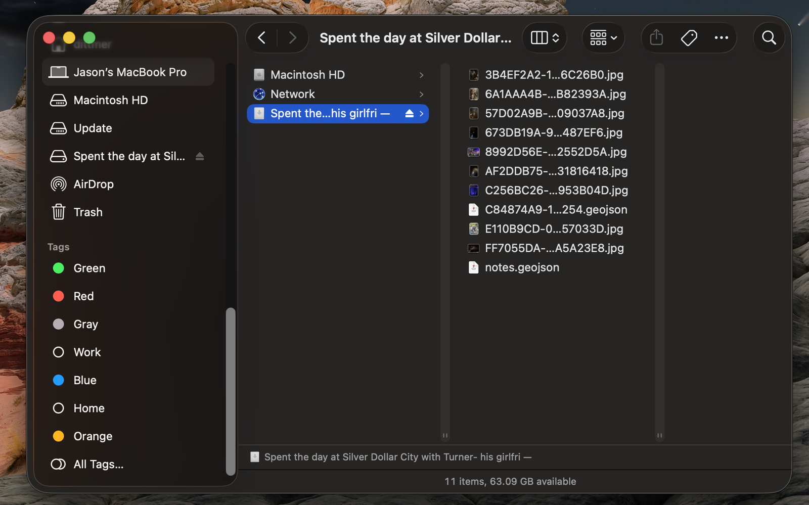 Finder showing a PortaDrive volume with files packed inside the PDF.