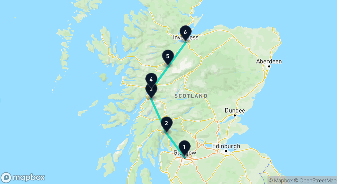 Map of the Highlands & Lochs itinerary